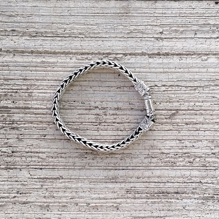 Homme Woven Silver Bracelet Bracelets Sayulita Sol Jewelry 