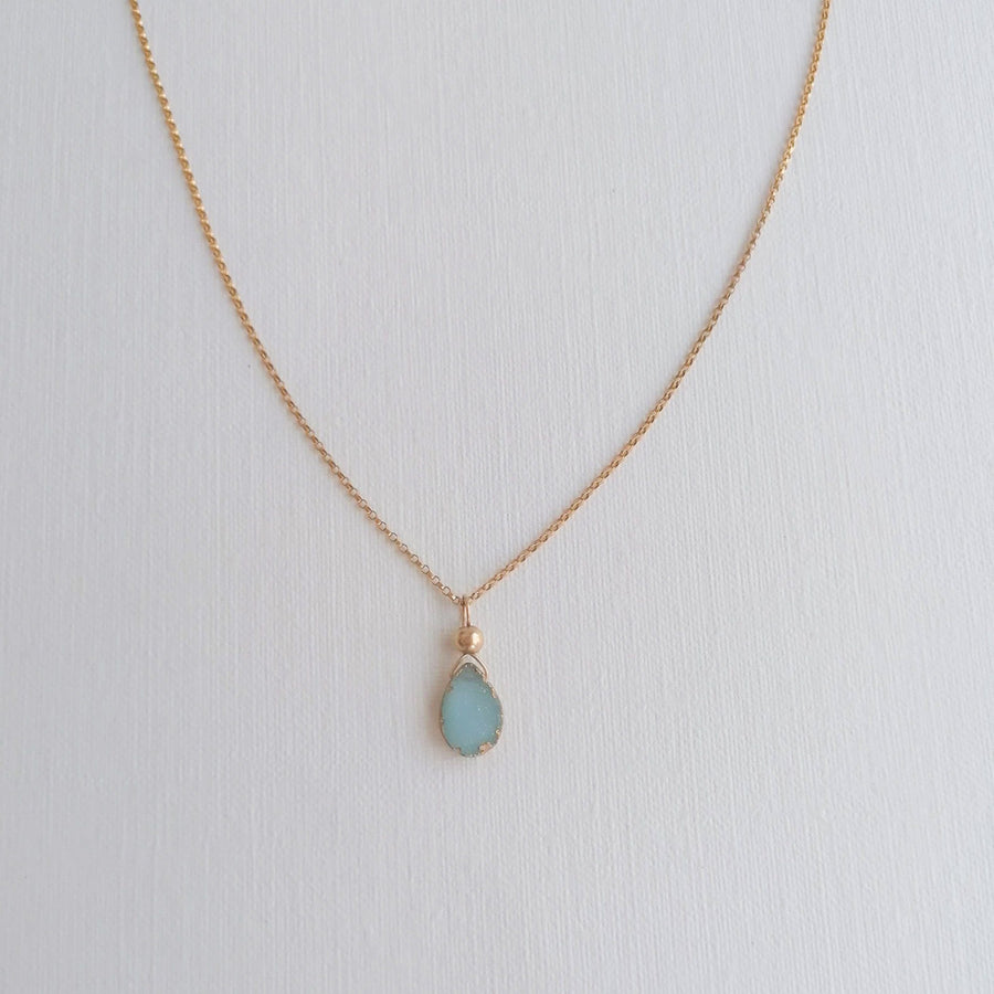 Julianna Blue Druzy and Gold Contour Almendra Pendant Necklaces Sayulita Sol 