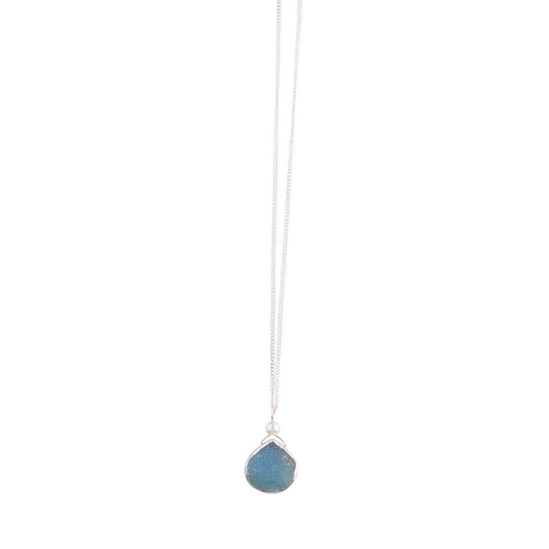 Julianna Blue Druzy Silver Pendant - Sayulita Sol Jewelry