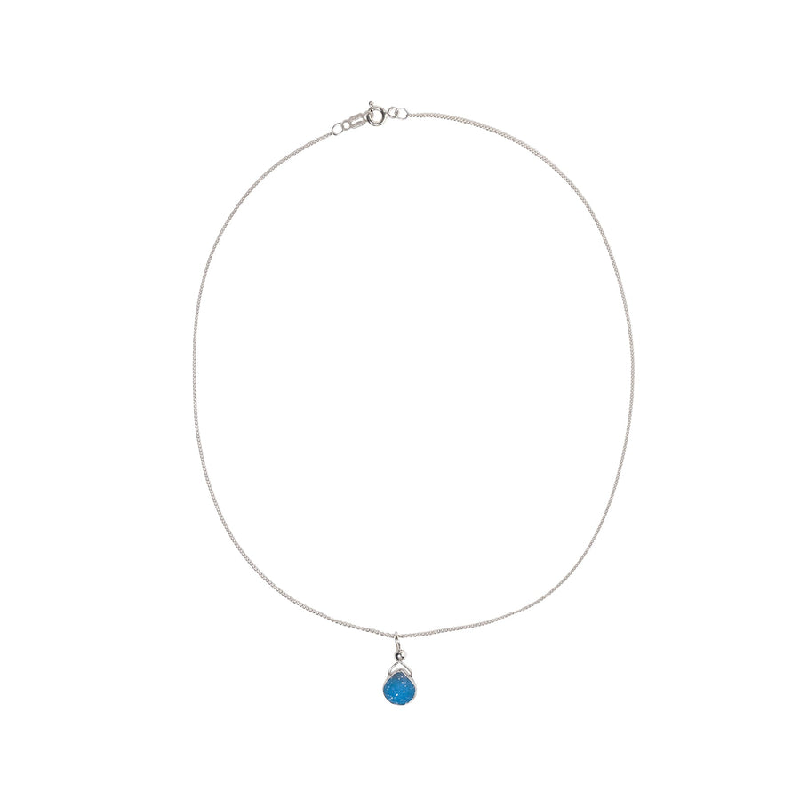 Julianna Blue Druzy Silver Pendant- Classic Pear Cut Necklaces Sayulita Sol 