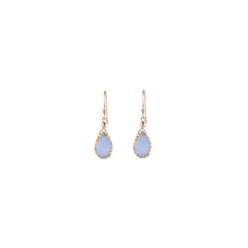Julianna Earrings, Blue Druzy Almond with contoured Gold Vermeil - Sayulita Sol Jewelry