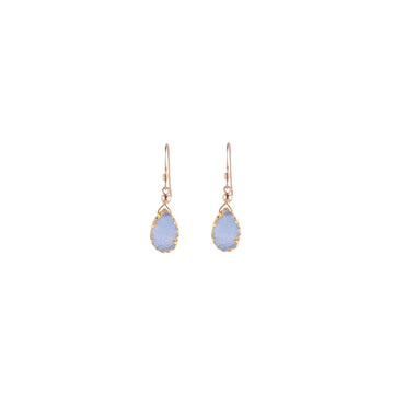 Julianna Earrings, Blue Druzy Almond with contoured Gold Vermeil - Sayulita Sol Jewelry