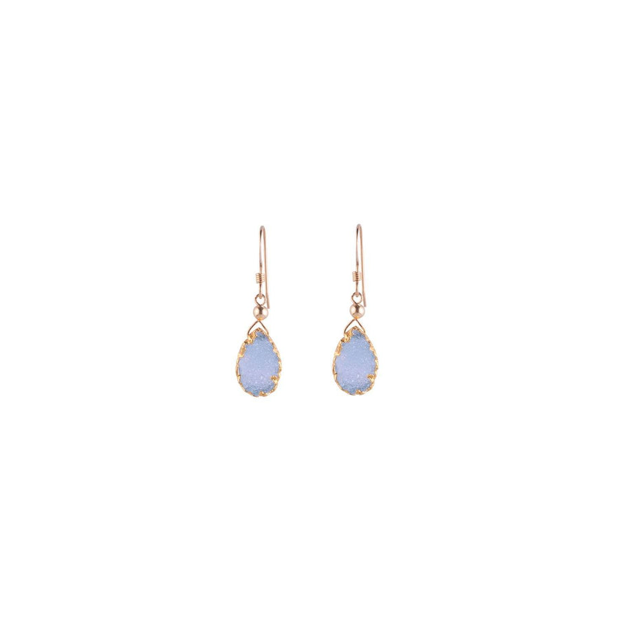 Julianna Earrings, Blue Druzy Almond with contoured Gold Vermeil - Sayulita Sol Jewelry