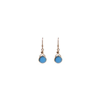 Julianna Earrings, Blue Druzy Pear contoured with Gold Earrings Sayulita Sol 