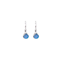Julianna Earrings, Blue Druzy Pear with Classic Silver Bezel Earrings Sayulita Sol 
