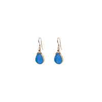 Julianna Earrings with Blue Druzy in Gold, Classic Almond Cut Earrings Sayulita Sol 