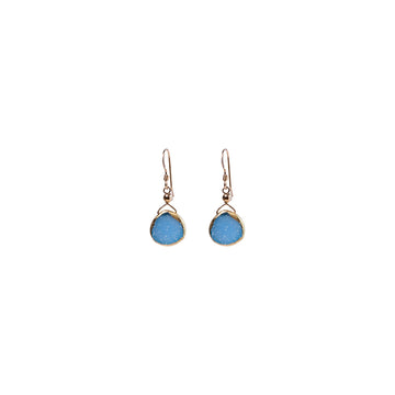 Julianna Earrings with Blue Druzy in Gold, Classic Pear Cut Earrings Sayulita Sol 