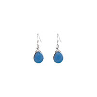 Julianna Earrings with Blue Druzy in Silver, Classic Almond Cut Earrings Sayulita Sol 