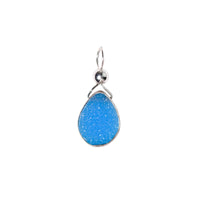 Julianna Long Blue Druzy Pendant in Silver Necklaces Sayulita Sol No Chian- Just the Pendant 