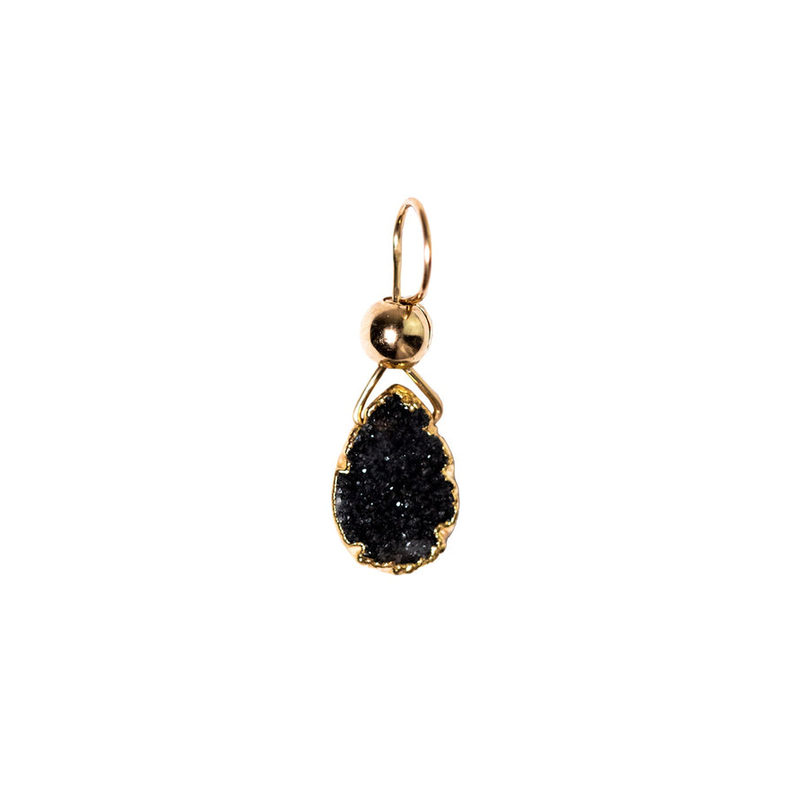 Julianna Pendant, Black Druzy Almond with Gold Necklaces Sayulita Sol No Chain, Just the Pendant 