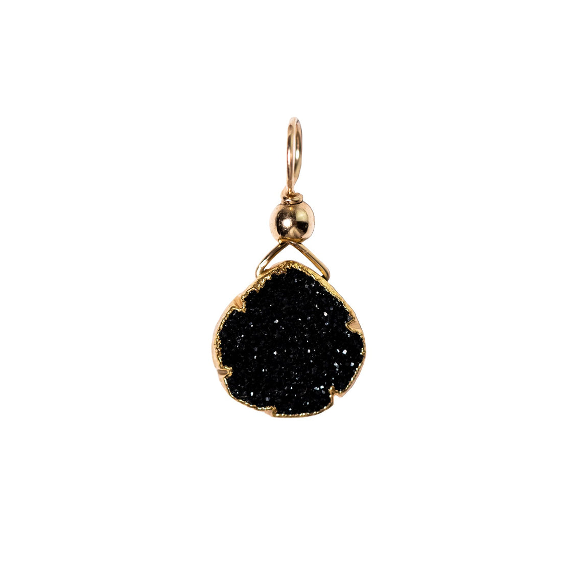 Julianna Pendant, Black Druzy Pear with Gold Necklaces Sayulita Sol No Chain, Just the Pendant 