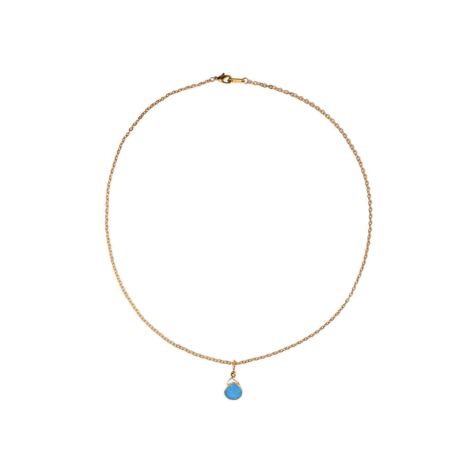 Julianna Pendant, Blue Druzy Pear with Gold Necklaces Sayulita Sol 