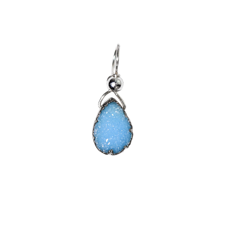 Julianna Pendant, Blue Druzy Silver 10mm Necklaces Sayulita Sol No Chain, Just the Pendant 