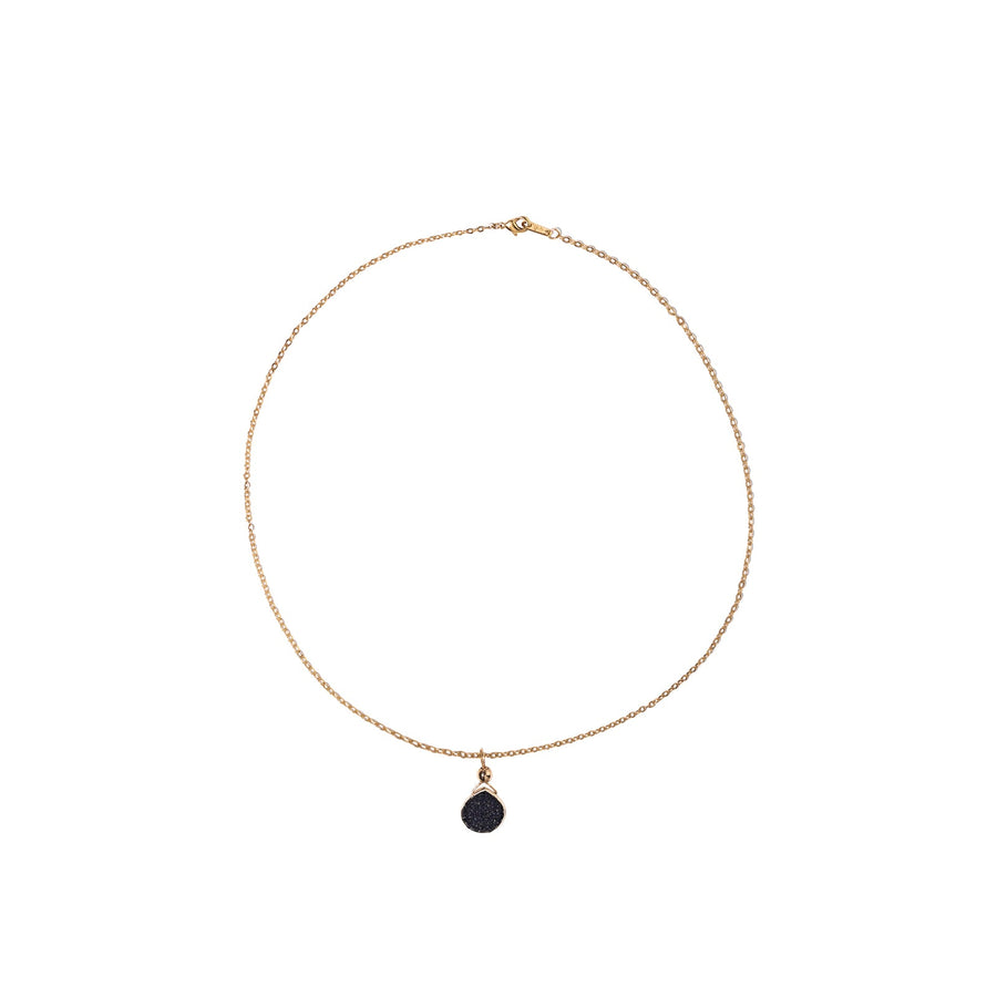 Julianna Pendant with Black Druzy in Gold- Classic Pear Cut Necklaces Sayulita Sol 16 inch Gold Plate Chain 