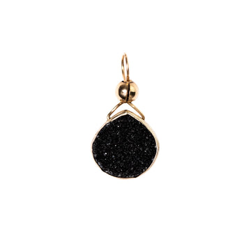 Julianna Pendant with Black Druzy in Gold- Classic Pear Cut Necklaces Sayulita Sol No Chain, Just the Pendant 