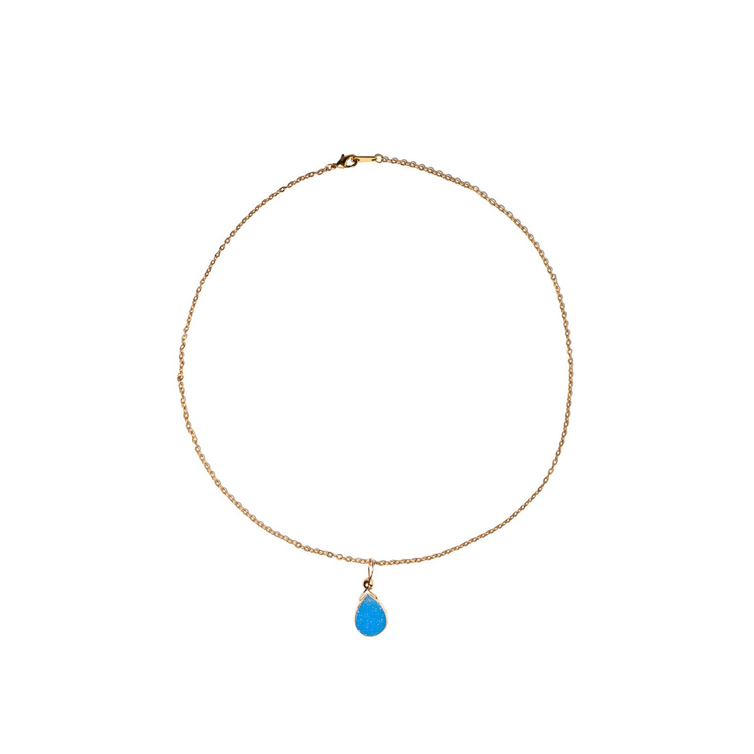 Julianna Pendant with Blue Druzy in Gold- Classic Almond Cut Necklaces Sayulita Sol 16 inch Gold Plate Chain 