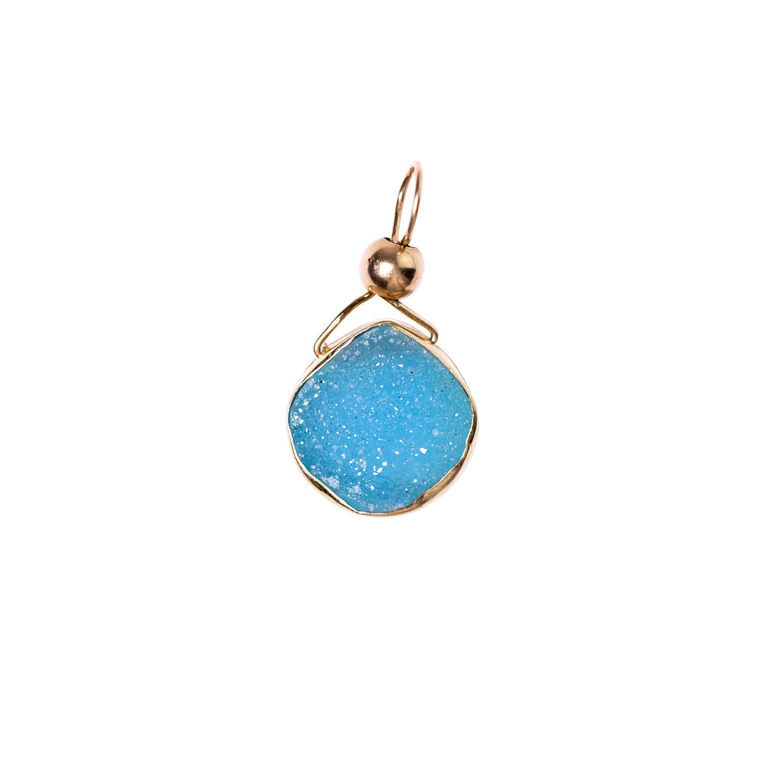 Julianna Pendant with Blue Druzy in Gold- Classic Pear Cut Necklaces Sayulita Sol No Chain, Just the Pendant 