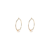 Kasia Earrings, 1.25" Gold Fill Hoop and White Pearl Earrings Sayulita Sol 