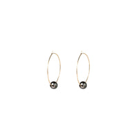 Kasia Earrings, 2" Gold Fill Hoop and Tahitian Black Pearl Earrings Sayulita Sol 