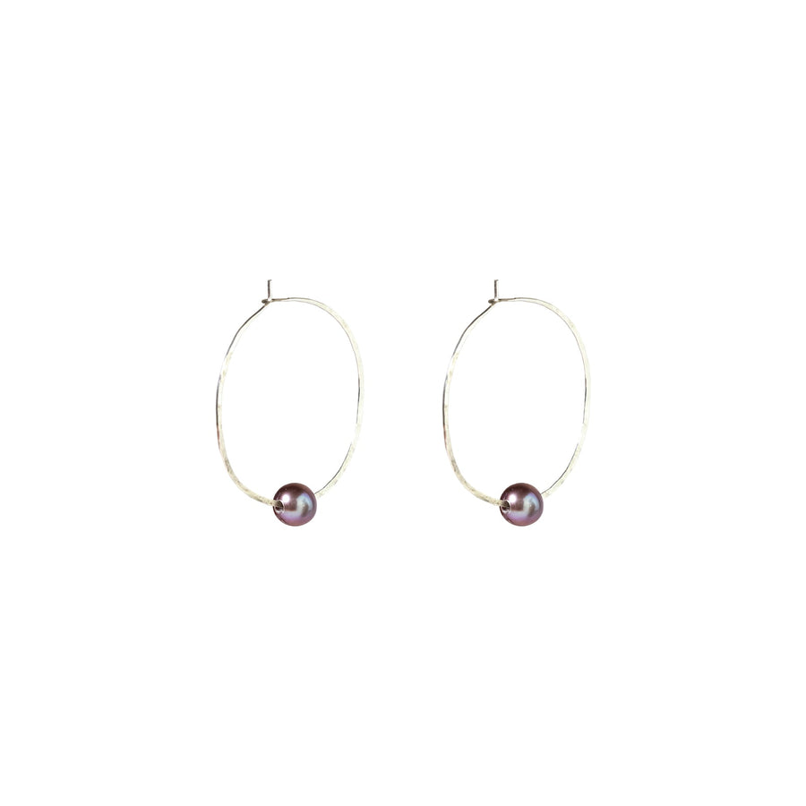 Kasia Earrings, 2" Silver Hoop and Edison Pink Pearl Earrings Sayulita Sol 