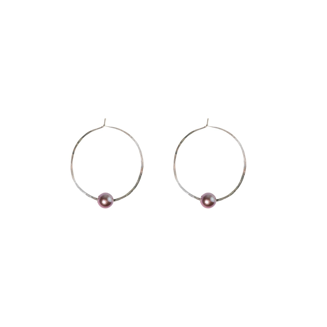 Kasia Earrings, 2" Silver Hoop and Edison Pink Pearl Earrings Sayulita Sol 