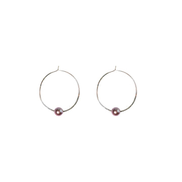 Kasia Earrings, 2" Silver Hoop and Edison Pink Pearl Earrings Sayulita Sol 