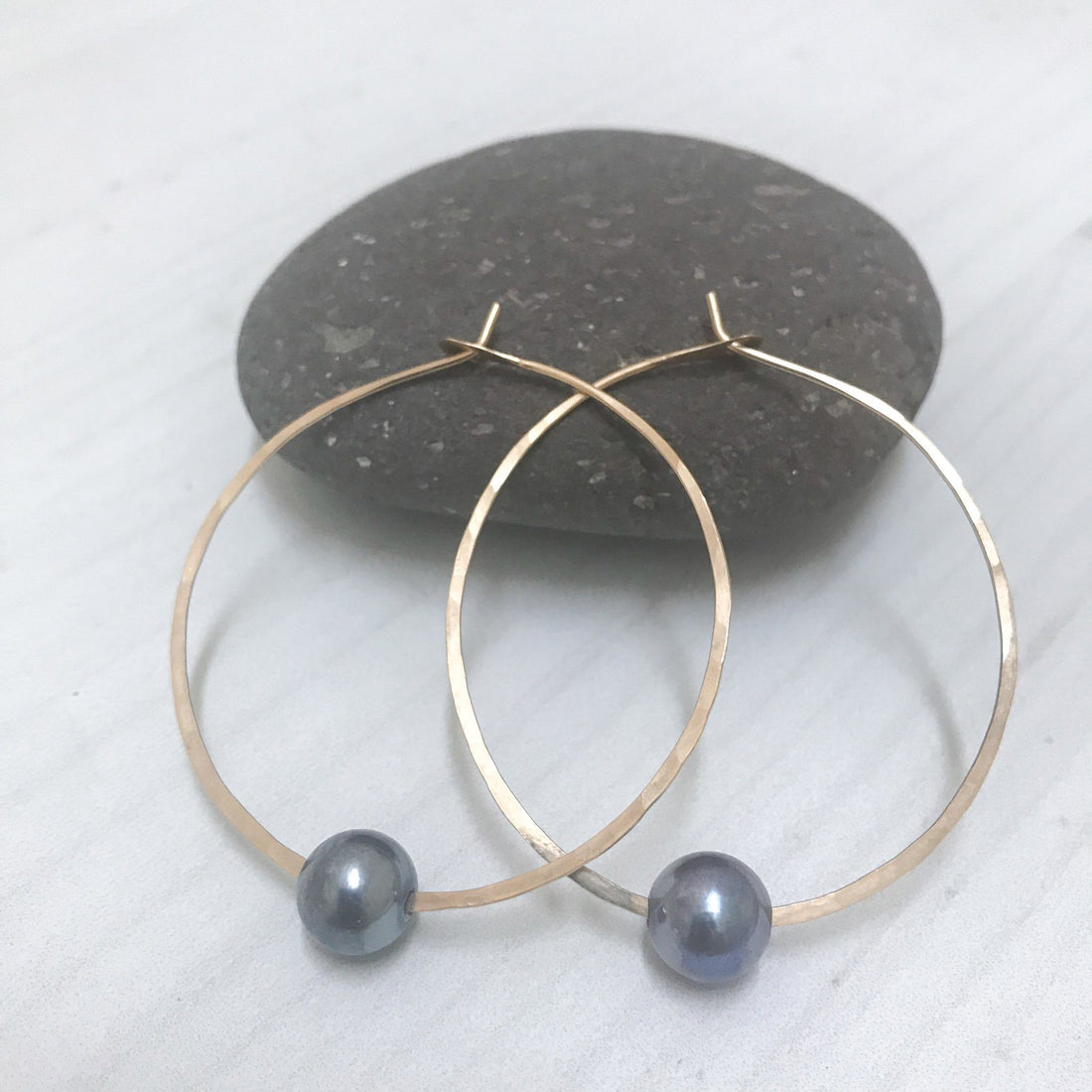 Kasia Earrings, Gold Fill and Black Pearl - Sayulita Sol Jewelry