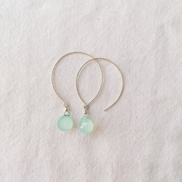 Kelly Chalcedony and Silver Hoop Earrings Earrings Sayulita Sol 