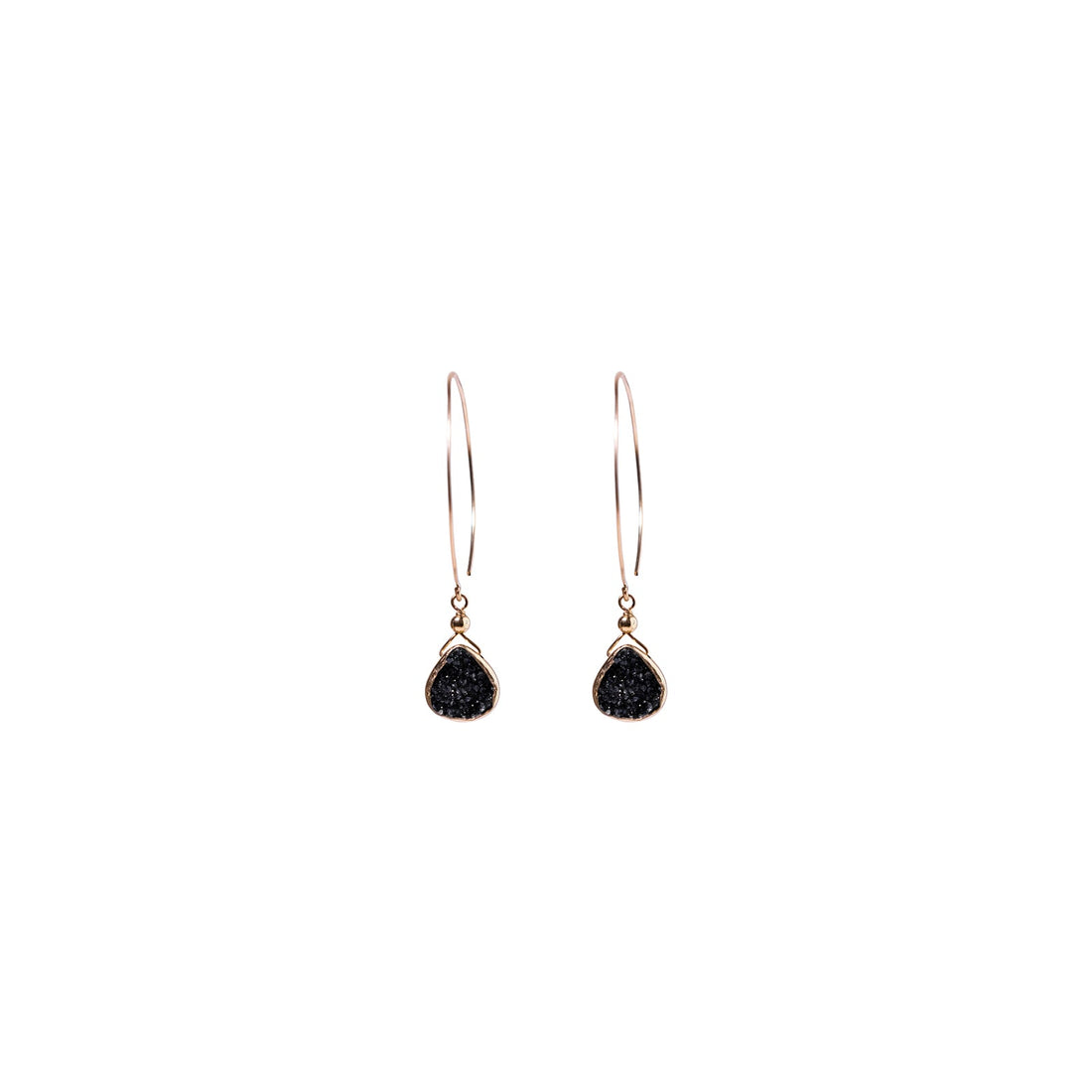 Kelly Earrings, Black Druzy Pear with Classic Gold Vermeil Earrings Sayulita Sol 