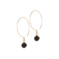 Kelly Earrings, Black Druzy Pear with contoured Gold Vermeil - Sayulita Sol Jewelry