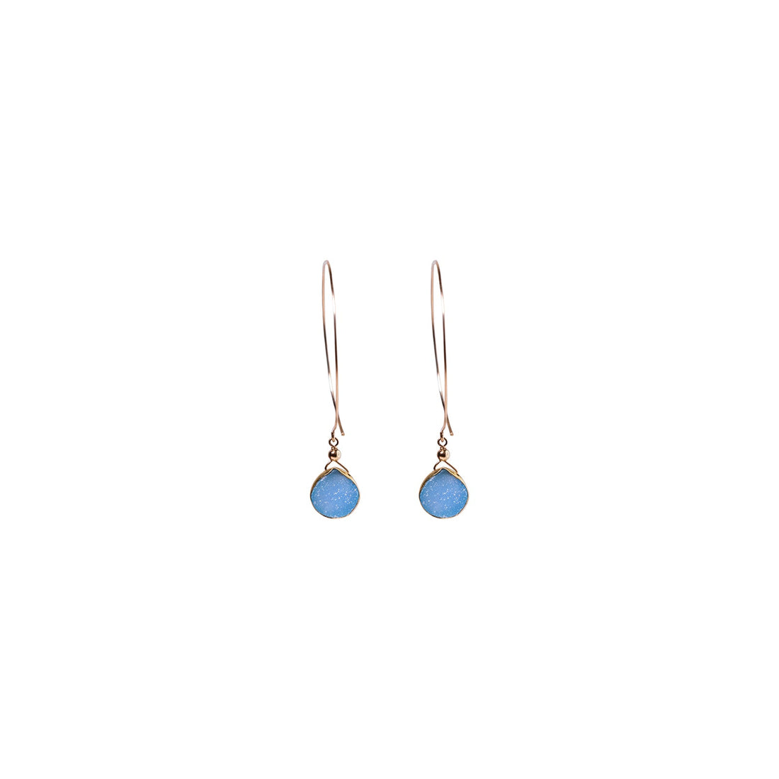 Kelly Earrings, Blue Druzy Pear with Classic Gold Bezel Earrings Sayulita Sol 