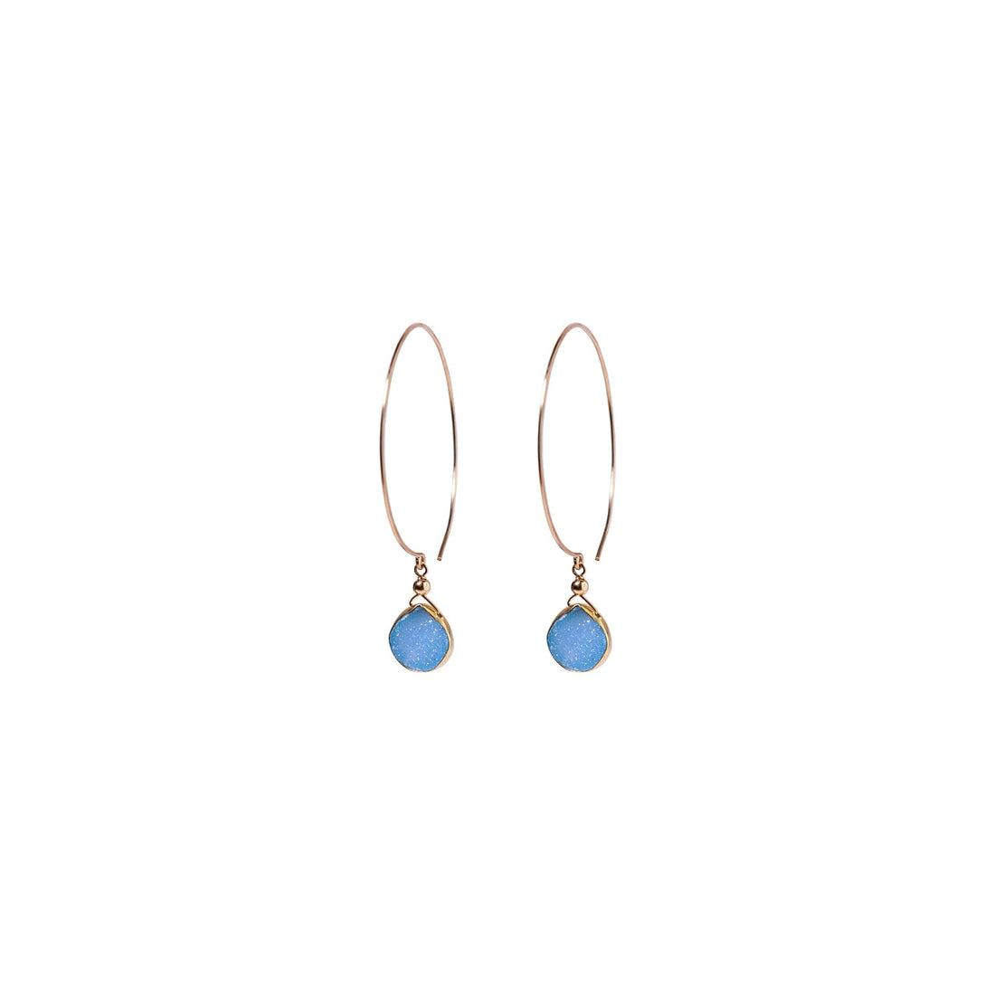 Kelly Earrings, Blue Druzy Pear with Classic Gold Bezel Earrings Sayulita Sol 