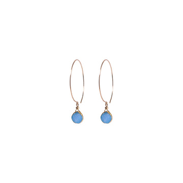 Kelly Earrings, Blue Druzy Pear with Classic Gold Bezel Earrings Sayulita Sol 