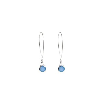 Kelly Earrings, Blue Druzy Pear with Classic Silver Bezel Earrings Sayulita Sol 