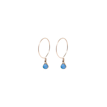 Kelly Earrings, Blue Druzy Pear with Gold Bezel Earrings Sayulita Sol 