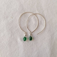 Kelly Emerald and Silver Hoop Earrings Earrings Sayulita Sol 
