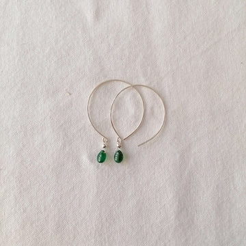 Kelly Emerald and Silver Hoop Earrings Earrings Sayulita Sol 