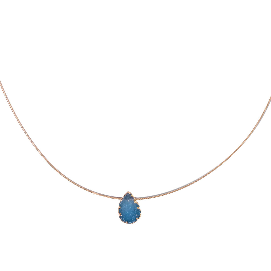 Luna Blue Druzy and Gold Necklace Necklaces Sayulita Sol Jewelry 