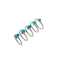 Marija Five Silver Rings with Mexican Turquoise Rings Sayulita Sol 