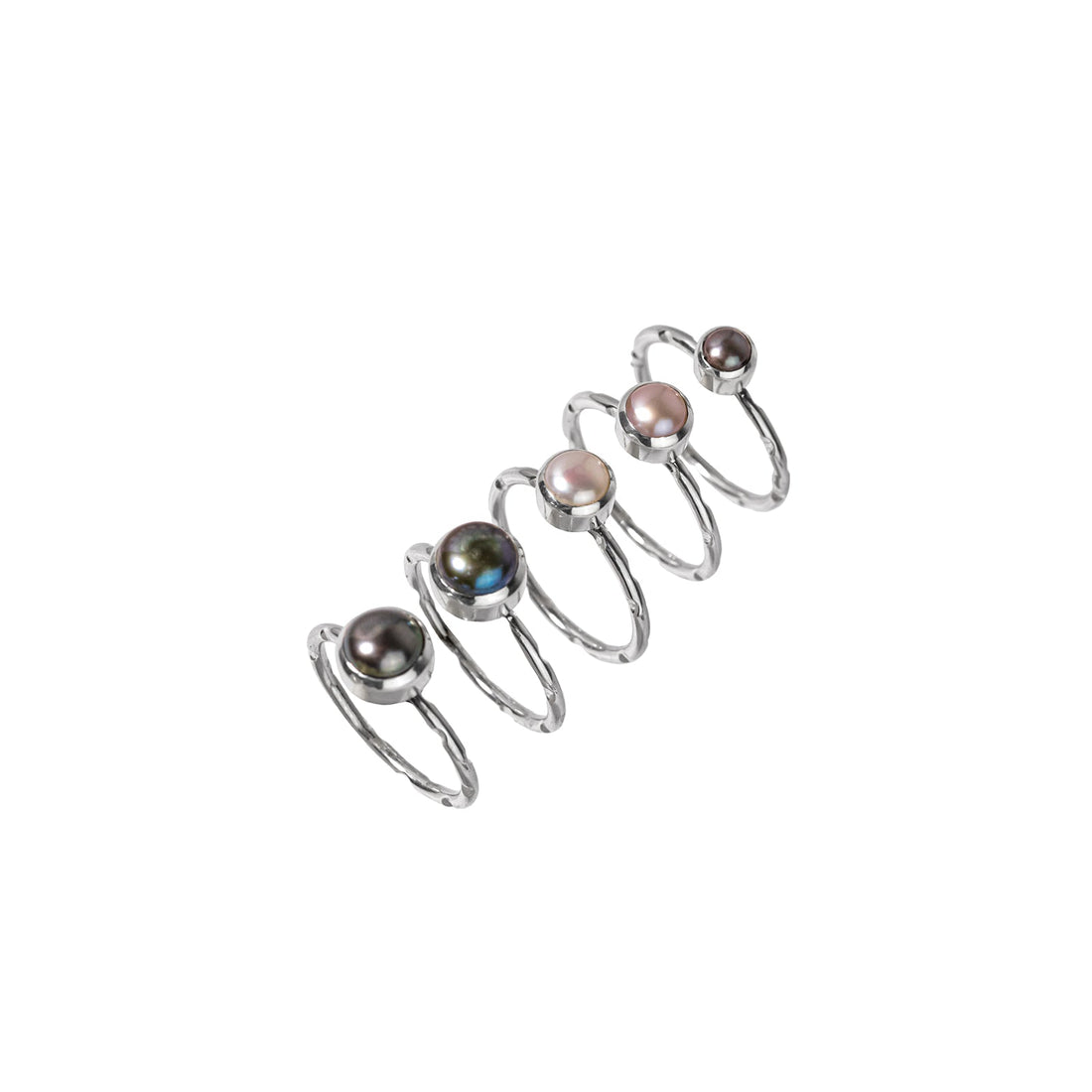 Marija Five Silver Rings with Mixed Pearls Rings Sayulita Sol 