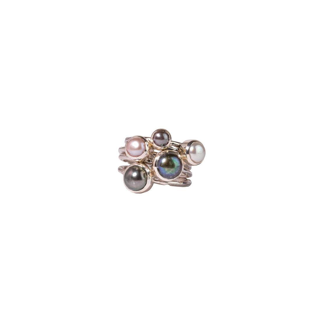 Marija Five Silver Rings with Mixed Pearls Rings Sayulita Sol 