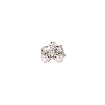 Marija Five Silver Rings with White Pearls Rings Sayulita Sol 