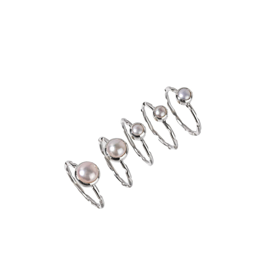 Marija Five Silver Rings with White Pearls Rings Sayulita Sol 