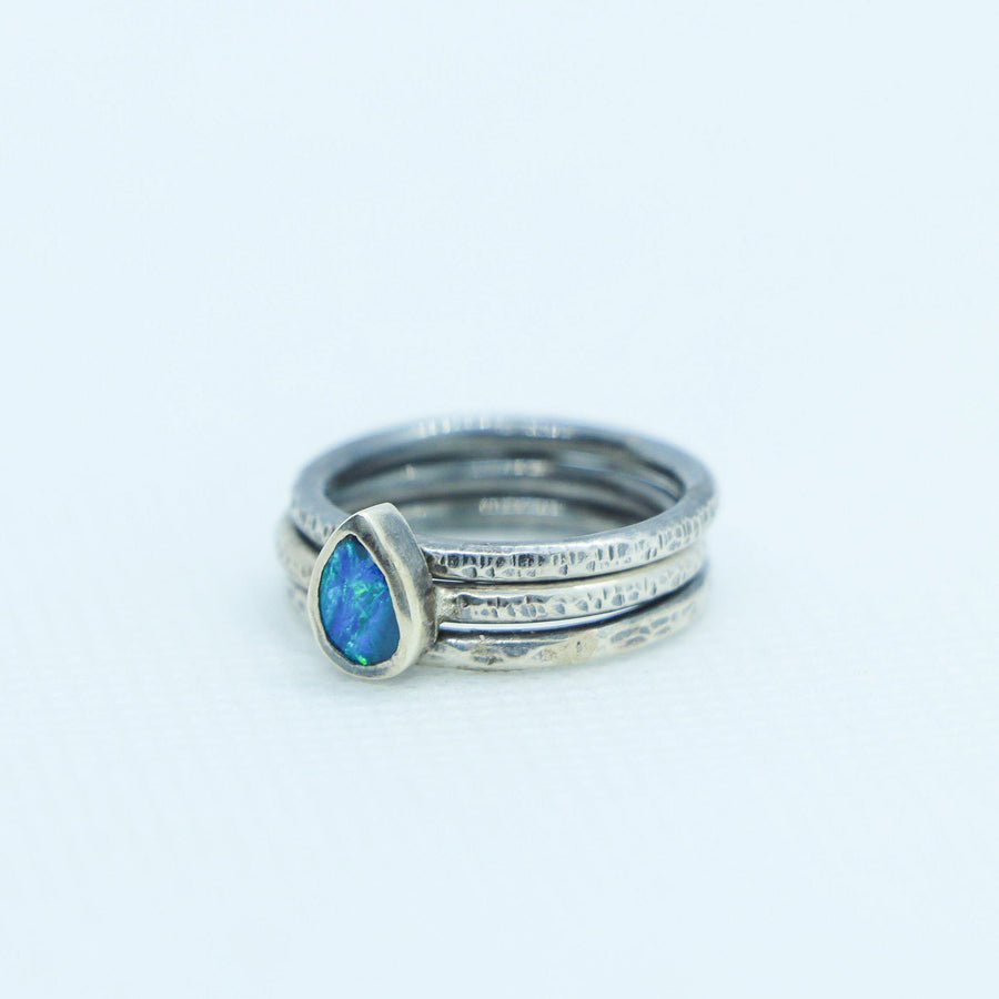 Trio Blue Opal and Silver Ring Rings Sayulita Sol 