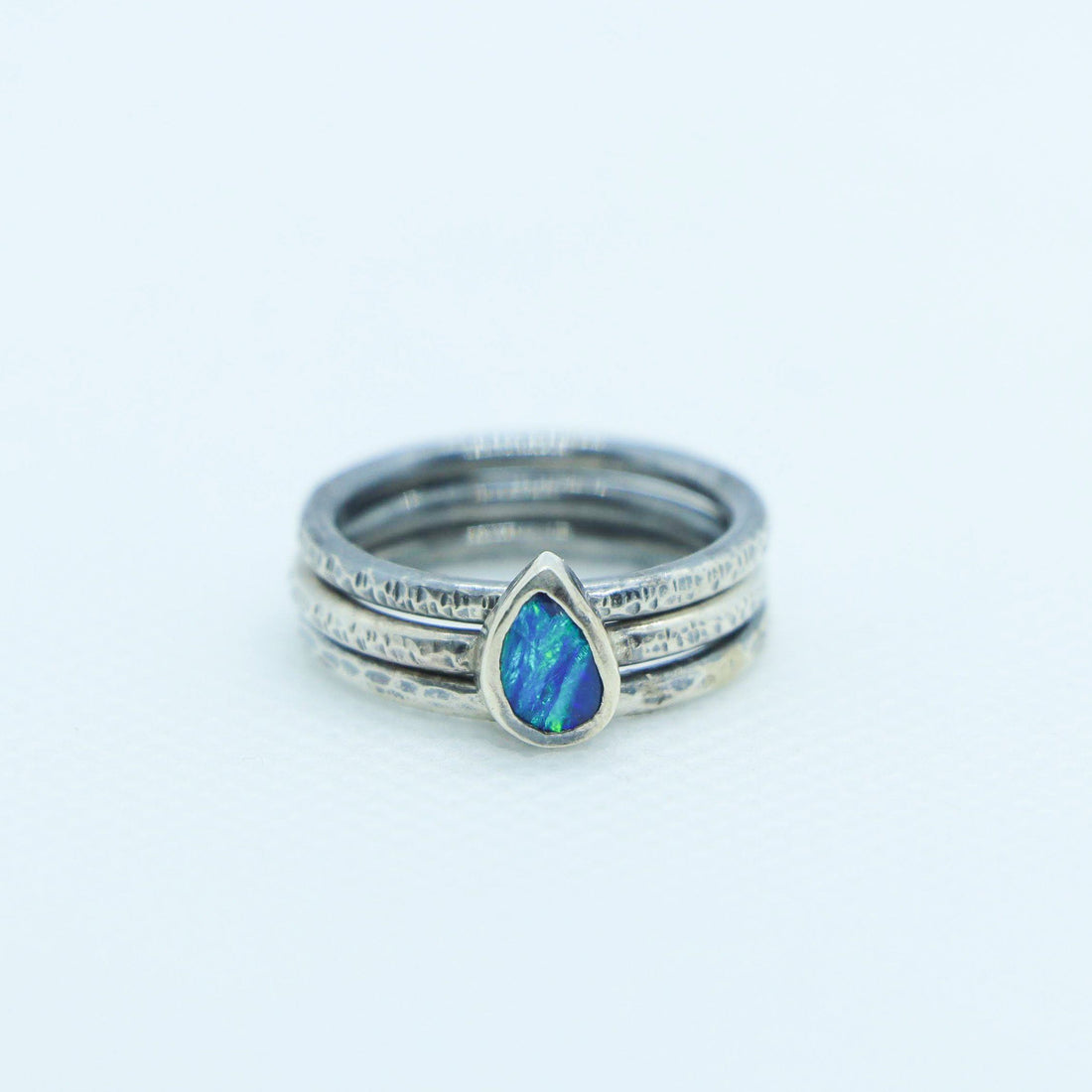 Trio Blue Opal and Silver Ring Rings Sayulita Sol 