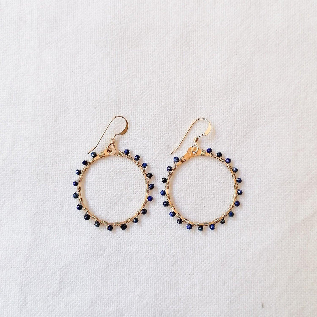 Woven Ola Earrings with Lapis Lazuli in Gold Earrings Sayulita Sol Jewelry 