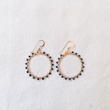 Woven Ola Earrings with Lapis Lazuli in Gold Earrings Sayulita Sol Jewelry 