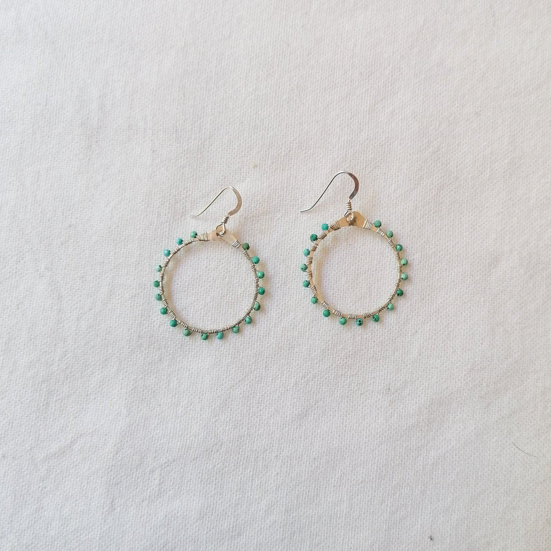 Woven Ola Earrings with Turquoise in Silver Earrings Sayulita Sol Jewelry 