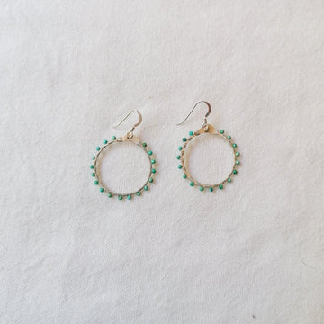 Woven Ola Earrings with Turquoise in Silver Earrings Sayulita Sol Jewelry 