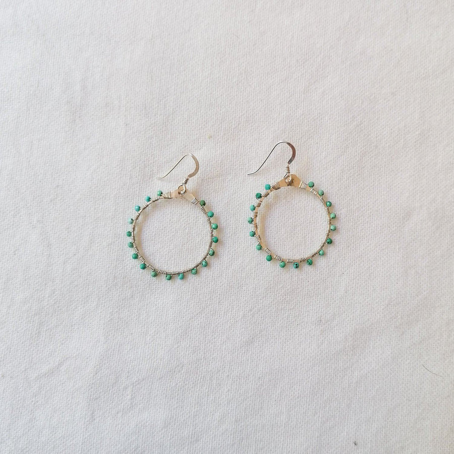 Woven Ola Earrings with Turquoise in Silver Earrings Sayulita Sol Jewelry 